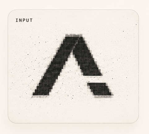 Input: a low-resolution raster logo.